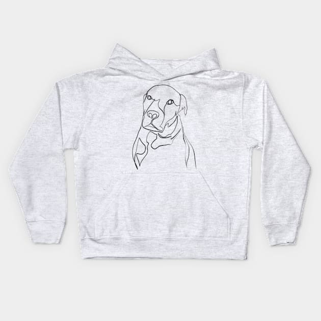 Beautiful dog one line art Kids Hoodie by Doodle Intent